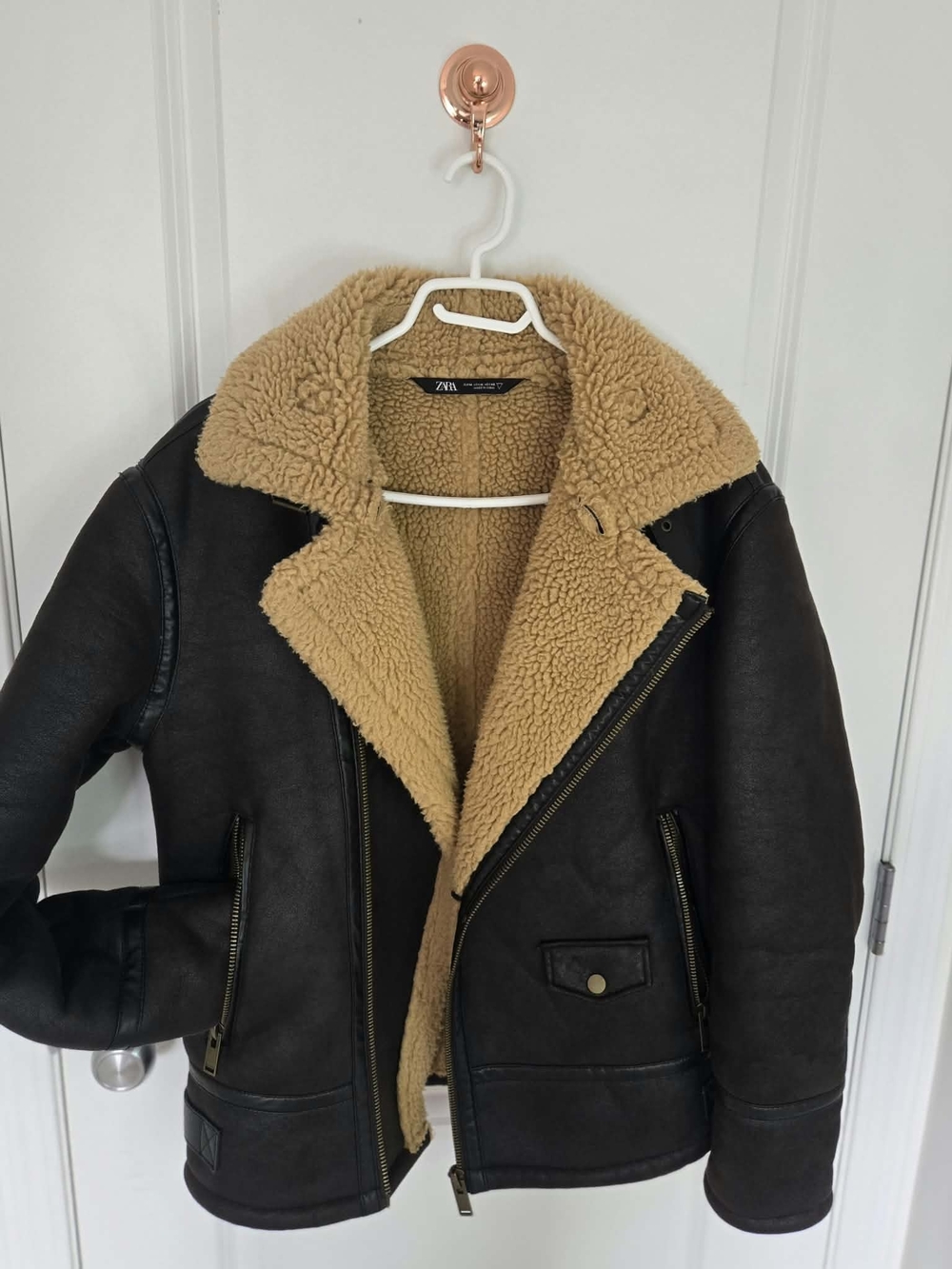Zara Men’s Faux Shearling Aviator Jacket - Size M